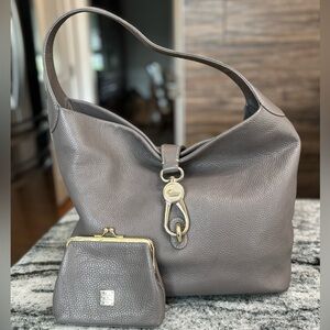 Dooney & Bourke Pebble Logo Lock Hobo Bag with Kisslock Wallet